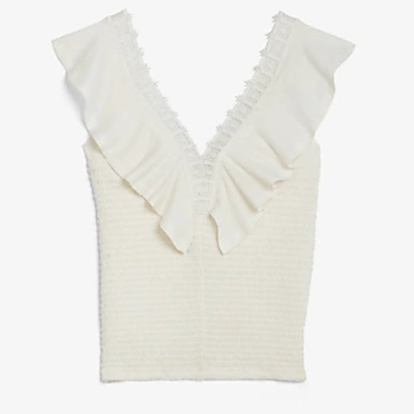 Express Tops - Express XS metallic lace trim ruffle tank